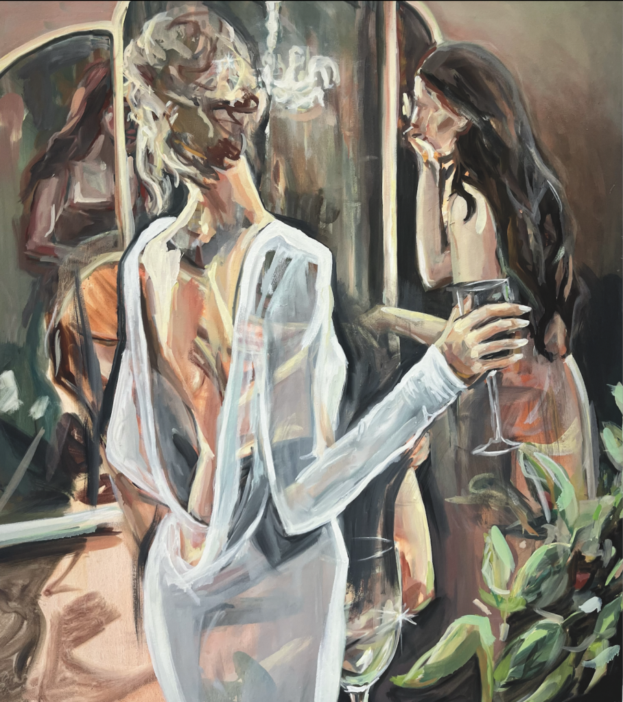 Enmesh- Avery Wheless painting with two women 